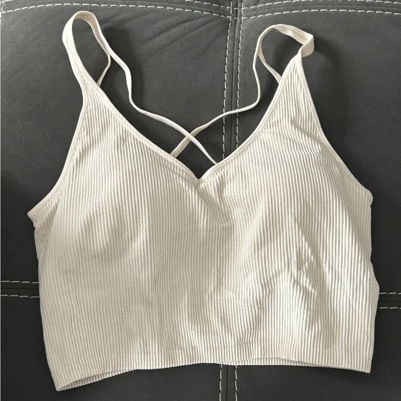 Lemon Ribbed Yoga Bra - Cream - Picture 3 of 3